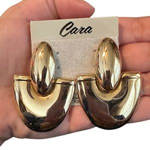 80s Gold Mirror Finish Door Knocker Style Earrings
